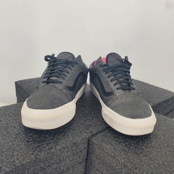 Vans Metallic Pebble Lace-up Casual Sneakers Gray Silver Men 7 Women 8.5 Shoes - Picture 3 of 12